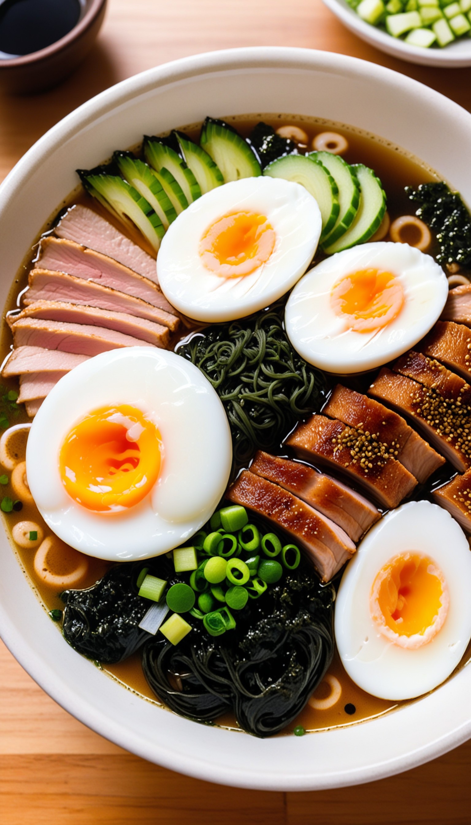 bowl of steaming hot ramen noodles, with a variety of toppings including sliced pork, boiled egg, gr XL 0.jpg